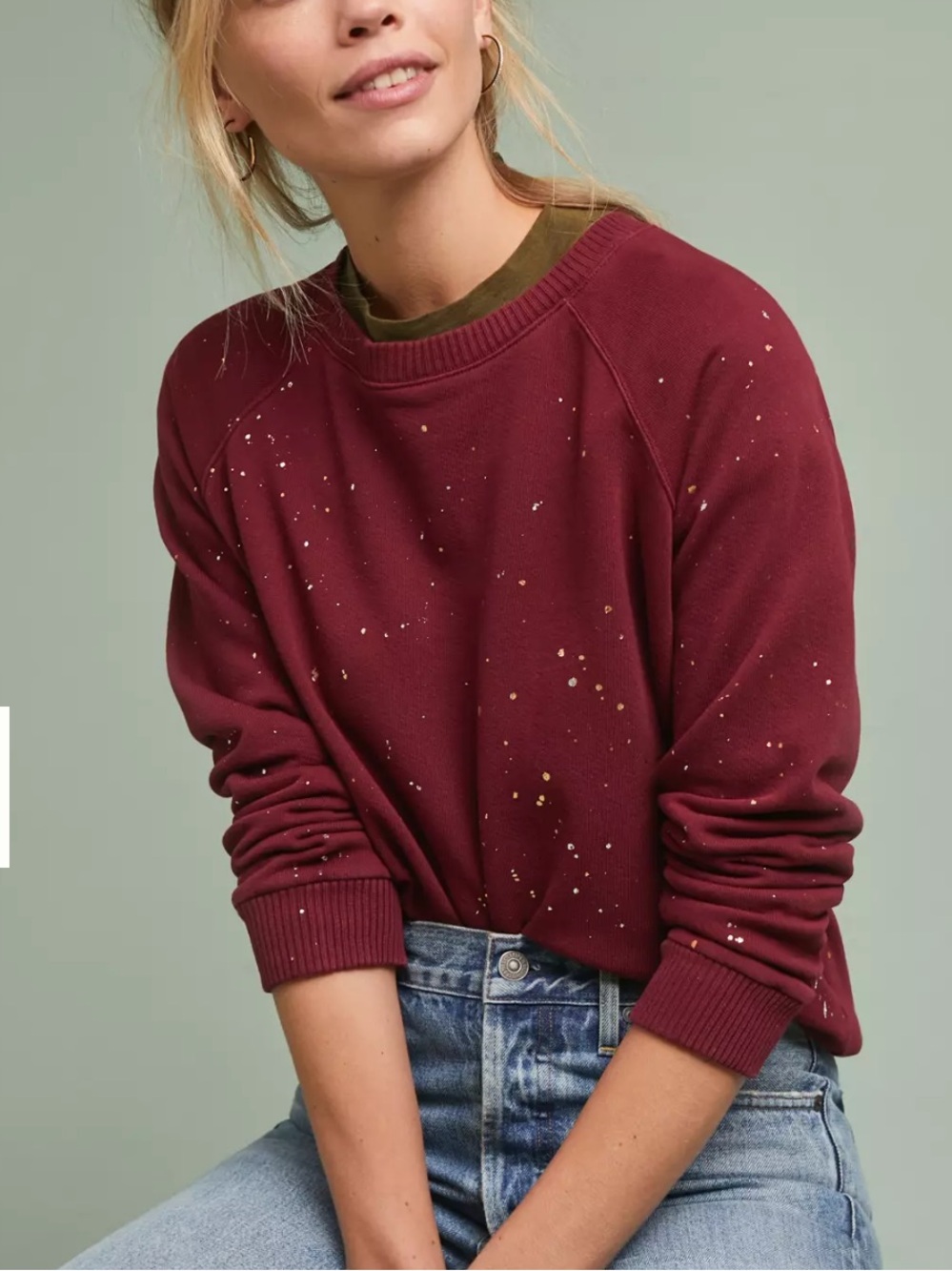 Women’s Maroon Splattered Crewneck Sweater